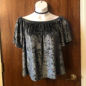 Grey/Green Knox Rose Off-Shoulder Top